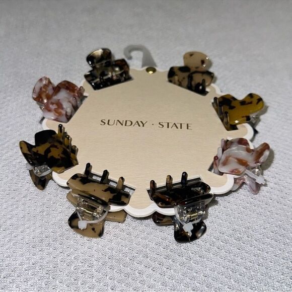 Sunday State Shades of Brown Gold Pink Gray Marble Claw Clips set of 8 - Picture 1 of 5